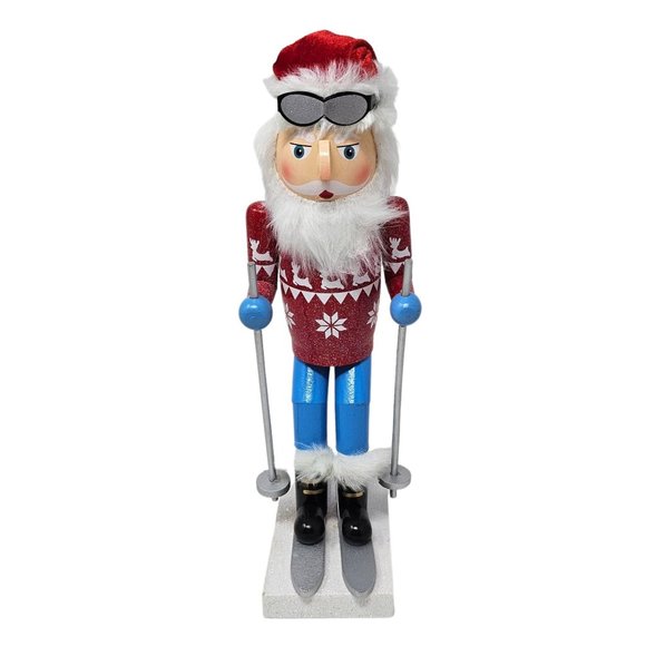 Downhill Skier 15" Wood Skiing Nutcracker - Christmas Gift - Picture 2 of 5